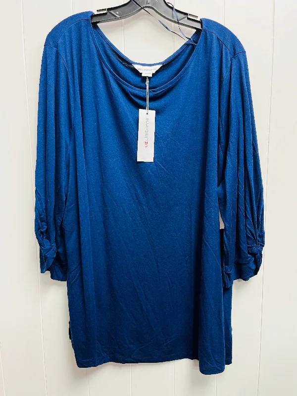 Top Long Sleeve Basic By Liz Claiborne In Navy, Size: 3x Tailored