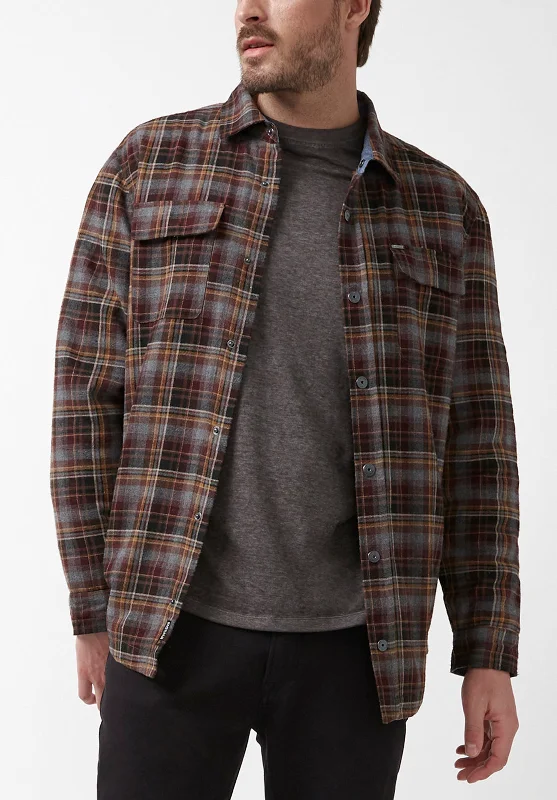 Soqer Men’s Shacket in Grey Brown Plaid - BM24150 Hip Men's Retro