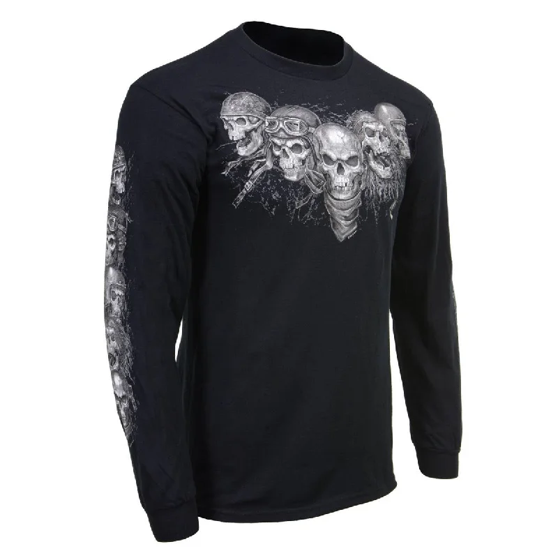Milwaukee Leather MPMH117008 Men’s ‘Five Skulls’ Long Sleeve Black T-Shirt Traditional Men's Wool