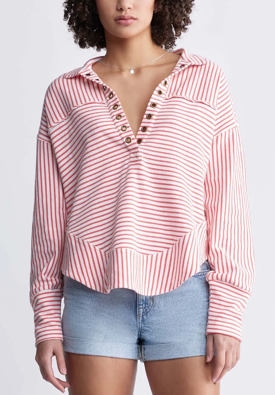 Ellowynne Women’s Striped Sweatshirt in White & Red - KT0099P Bohemian Men's Free