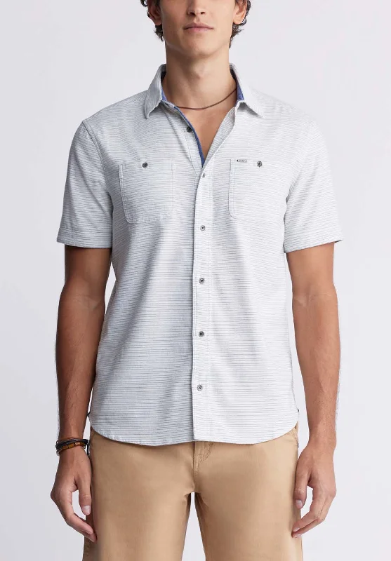 Sinyl Men’s Striped Short-Sleeve Shirt in Mirage Blue - BM24284 Gym