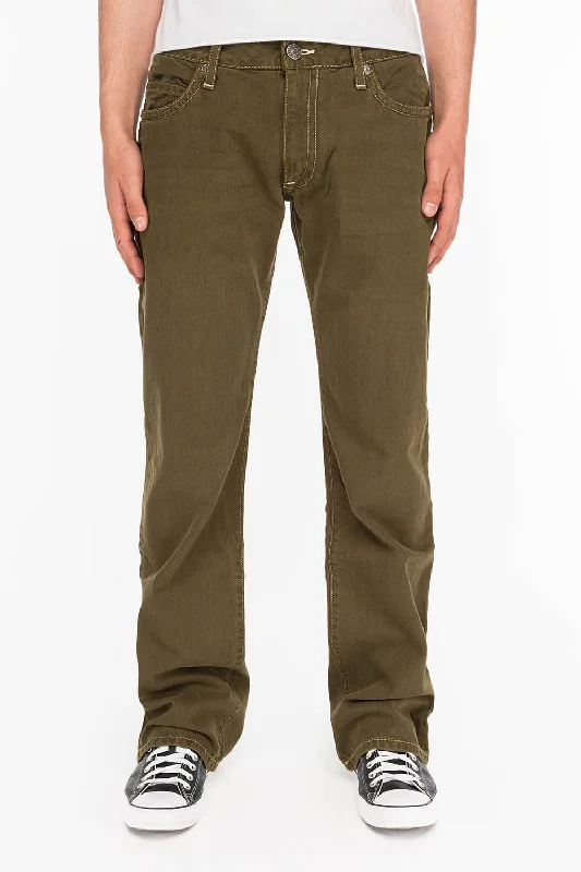 CLASSIC 5 POCKET STRAIGHT LEG IN DARK GREEN WASH Relaxed Men's Beach
