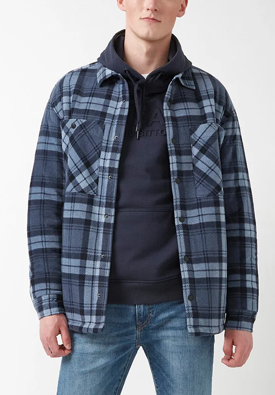 Sandis Fleece Shacket in Mirage Plaid - BPM14426 Monochromatic All