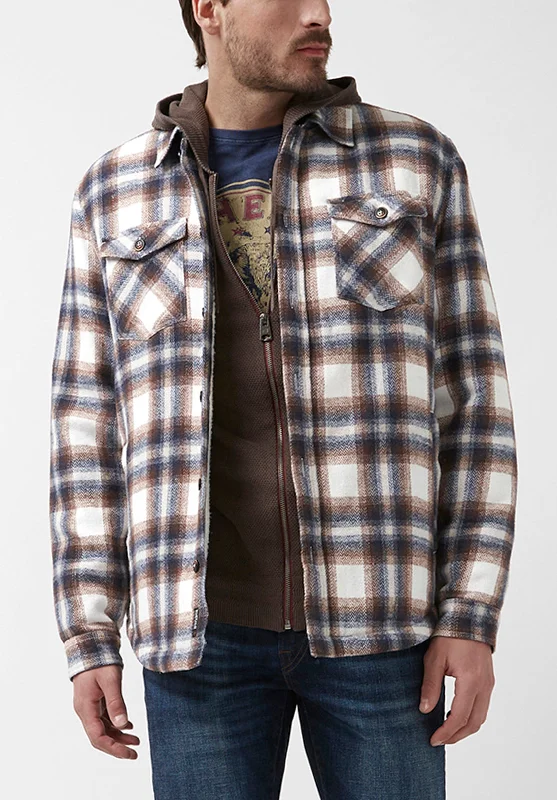 Jagig Men’s Shacket in Brown & Milk Plaid - BM24157 Athletic Men's Compression