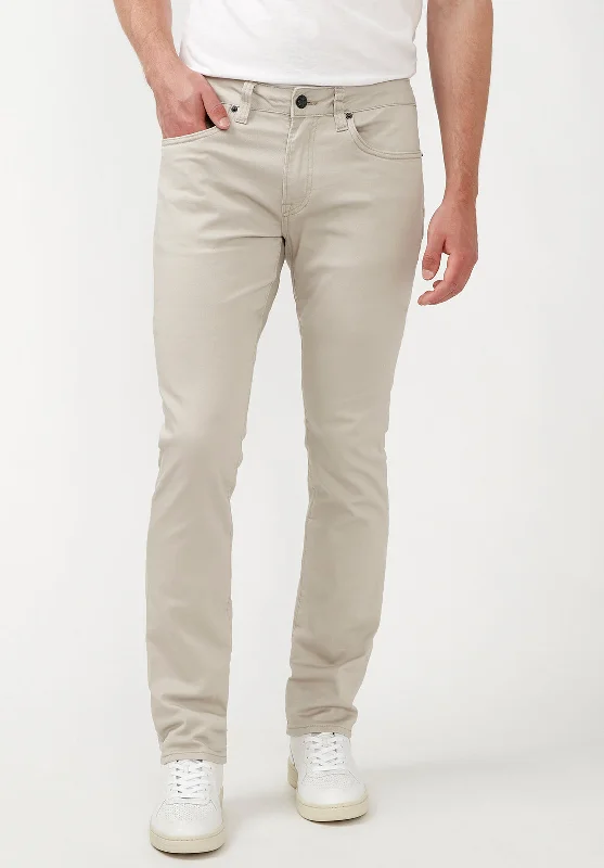 Slim Ash Men's Twill Pants in Beige - BM22017 Trendy Men's Oversized