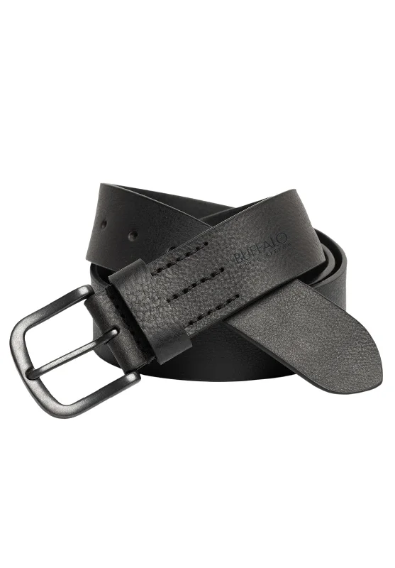 Shrunken Full Grain Black Buffalo Leather Belt with Blackened Finish - BB1005C04 Casual Men's Japanese Shrunken Full Grain Black Buffalo Leather Belt with Blackened Finish - BB1005C04 Casual Men's Japanese