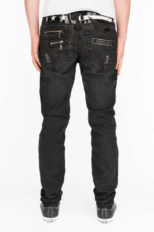 STARS AND STRIPES SKINNY DESTROY DENIM BLACK JEANS Casual Men's Short