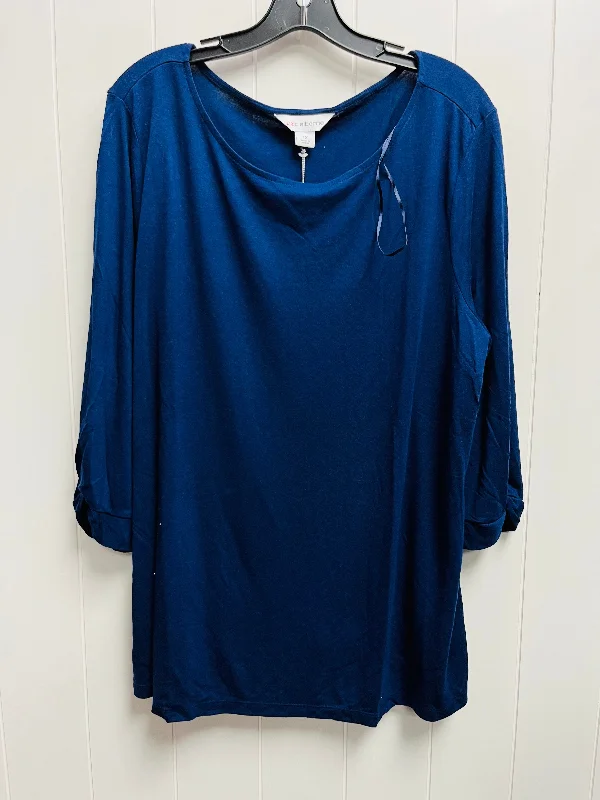 Top Long Sleeve Basic By Liz Claiborne In Blue, Size: 1x Laid
