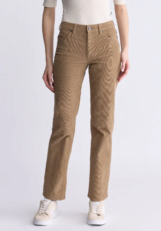 Mid Rise Straight Mary Women's Pants, Rinse Washed Beige - BL16007 Sophisticated Men's Mid Rise Straight Mary Women's Pants, Rinse Washed Beige - BL16007 Sophisticated Men's