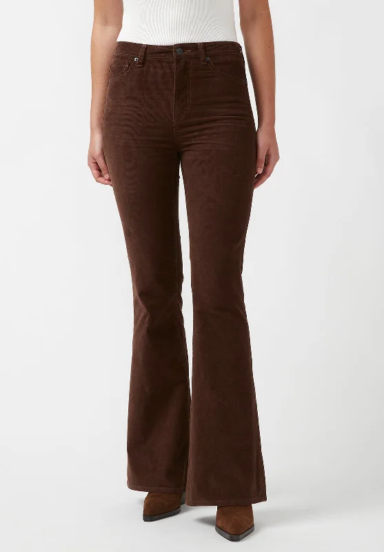 Joplin High Rise Flare Women's Corduroy Pants in Brown - BL15940 Classic Men's Pin