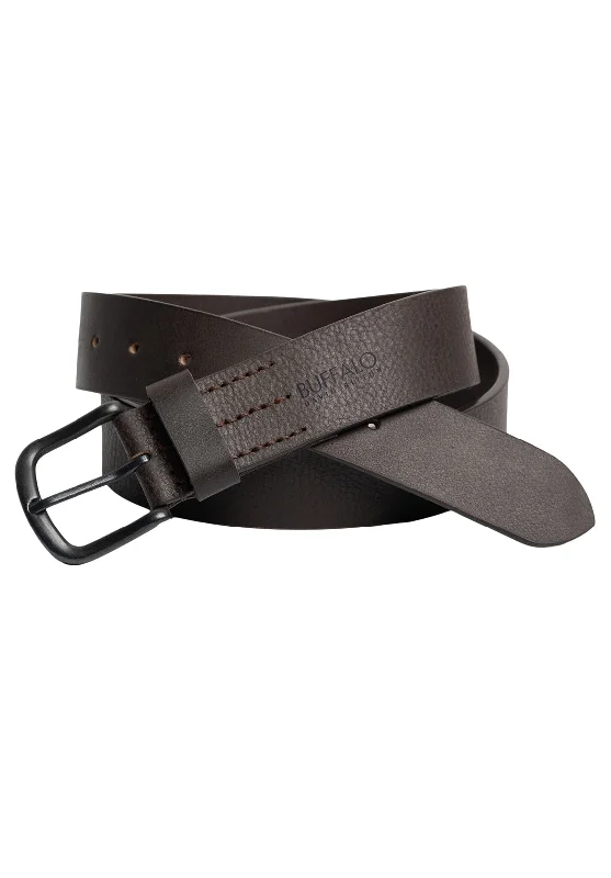 Shrunken Full Grain Brown Buffalo Leather Belt with Blackened Finish - BB1005C13 Cool Men's Distressed Shrunken Full Grain Brown Buffalo Leather Belt with Blackened Finish - BB1005C13 Cool Men's Distressed