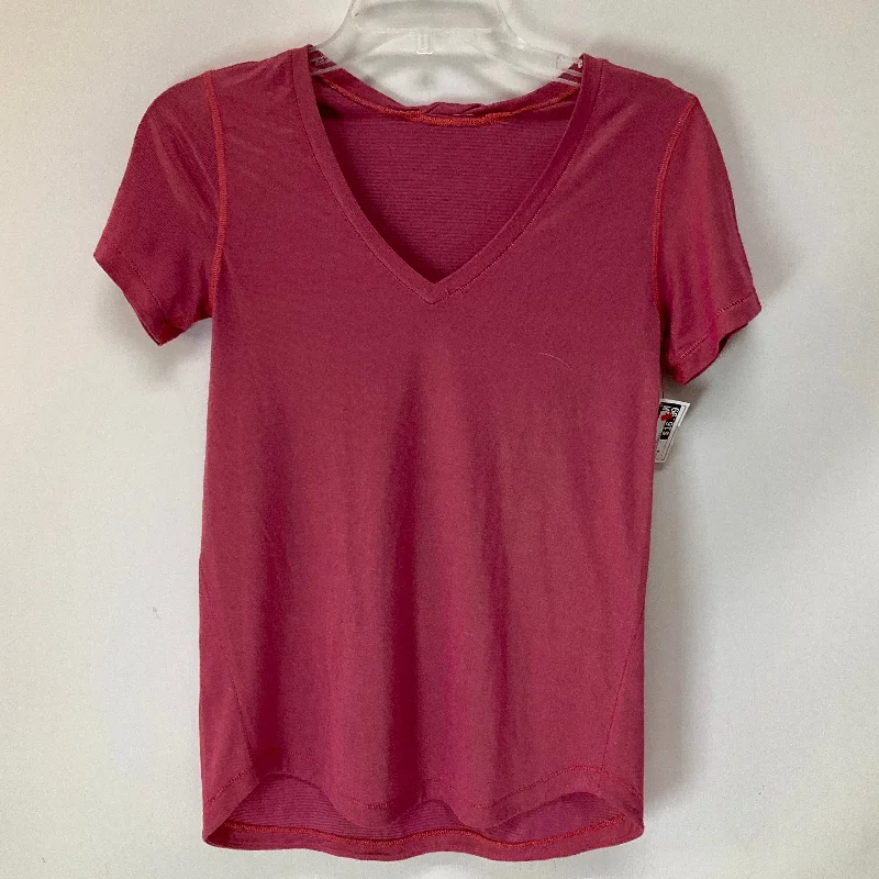 Athletic Top Short Sleeve By Lululemon In Pink, Size: 8 Monochromatic Office Style