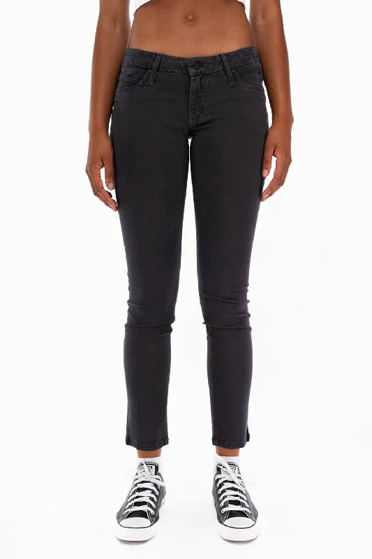 ROBIN'S NAT SKINNY LOW RISE WOMENS SKINNY JEANS IN CHARCOAL WITH TONAL EMBROIDERY AND LOGO Edgy Men's Punk ROBIN'S NAT SKINNY LOW RISE WOMENS SKINNY JEANS IN CHARCOAL WITH TONAL EMBROIDERY AND LOGO Edgy Men's Punk