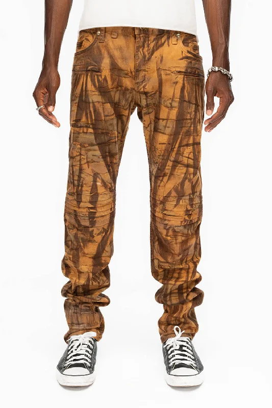 MENS MOTO BIKER JEANS IN BROWN ORANGE WASH Vintage Men's 1970S Disco
