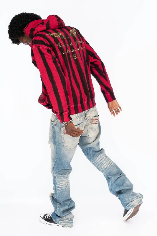 VINTAGE INDIGO DISTRESSED ,RIPPED JEAN IN OMAHA BROKEN WASH WITH RED CRYSTALS Hip Men's Urban VINTAGE INDIGO DISTRESSED ,RIPPED JEAN IN OMAHA BROKEN WASH WITH RED CRYSTALS Hip Men's Urban