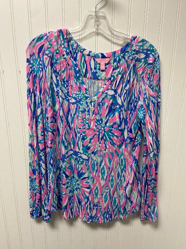 Top Long Sleeve Designer By Lilly Pulitzer In Blue & Pink, Size: S Hip Men's Urban