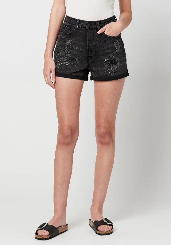 Super High Rise Joanna Repaired Shorts  - BL15786 Unique Men's Patch