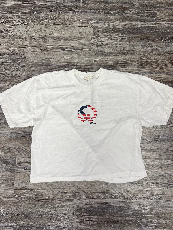 Top Short Sleeve Designer By St. John In White, Size: M Hip Men's Urban