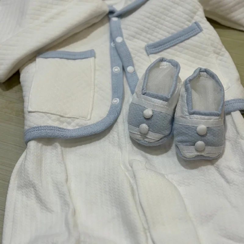 Blue and White Cotton Booties Hip Men's Retro