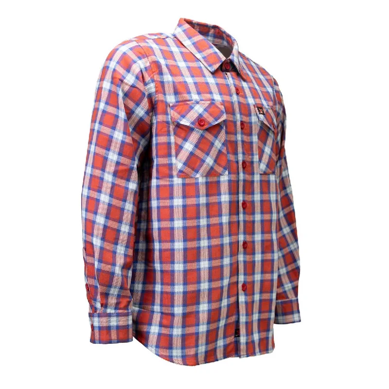 Milwaukee Leather MNG11670 Men's Red, Blue and White Long Sleeve Cotton Flannel Shirt Dapper Men's 1920S