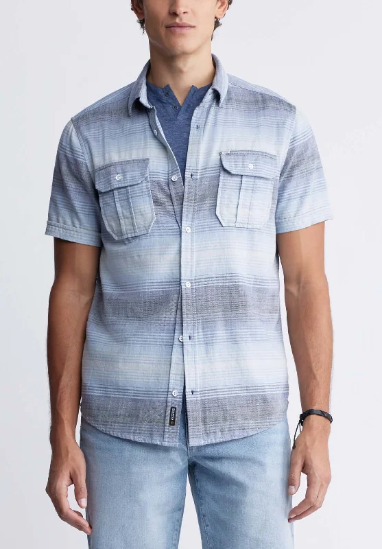 Siboa Men's Short-Sleeve Striped Shirt in Mirage Blue & Grey - BM24303 Youthful Men's Anime Siboa Men's Short-Sleeve Striped Shirt in Mirage Blue & Grey - BM24303 Youthful Men's Anime