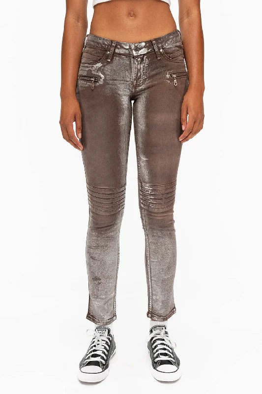 ROBIN'S BIKER WOMENS JEANS IN TOFFE LISA SILVER Polished Men's Silk