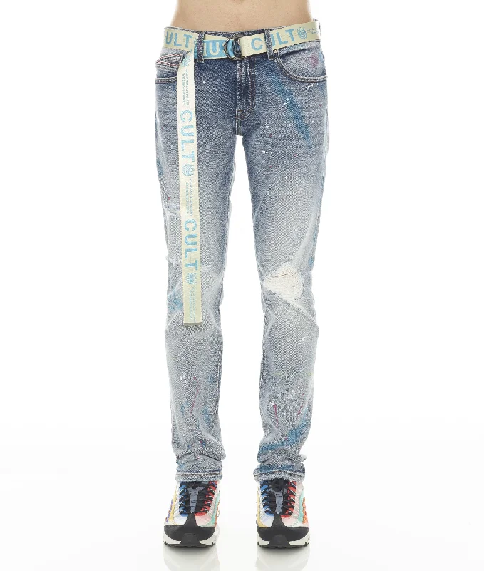 ROCKER SLIM STRETCH w/DUSTY PINK BELT IN SKITTLE Street
