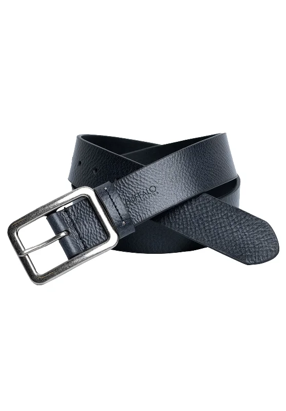 Textured Full Grain Black Buffalo Leather Belt - BB1002C04 Cool Men's Skate