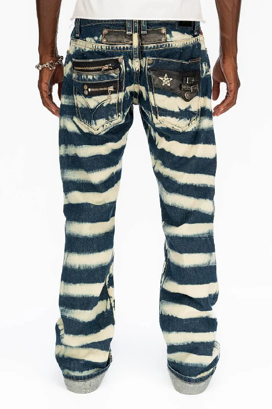 BLACK TOBACCO MENS BOOTCUT JEANS WITH CONTRAST STITCHING AND LEATHER INSERTS Dapper Men's 1920S