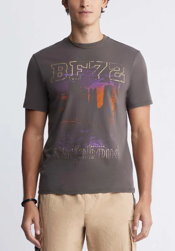 Tomer Men's Graphic T-shirt in Charcoal - BM24324 Refined Men's Velvet