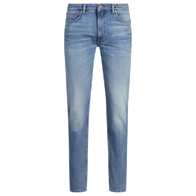 Extra-slim-fit jeans in bright-blue comfort-stretch denim Preppy Men's College