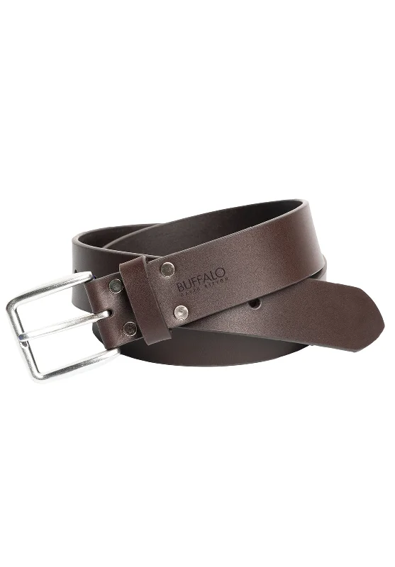 Smooth Full Grain Brown Buffalo Leather Belt - BB1001C13 Trendy Men's Oversized