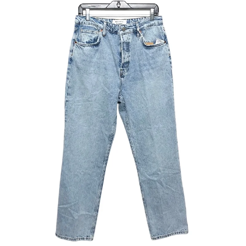 Jeans Straight By Reformation In Blue, Size:10 Modern Men's Geometric