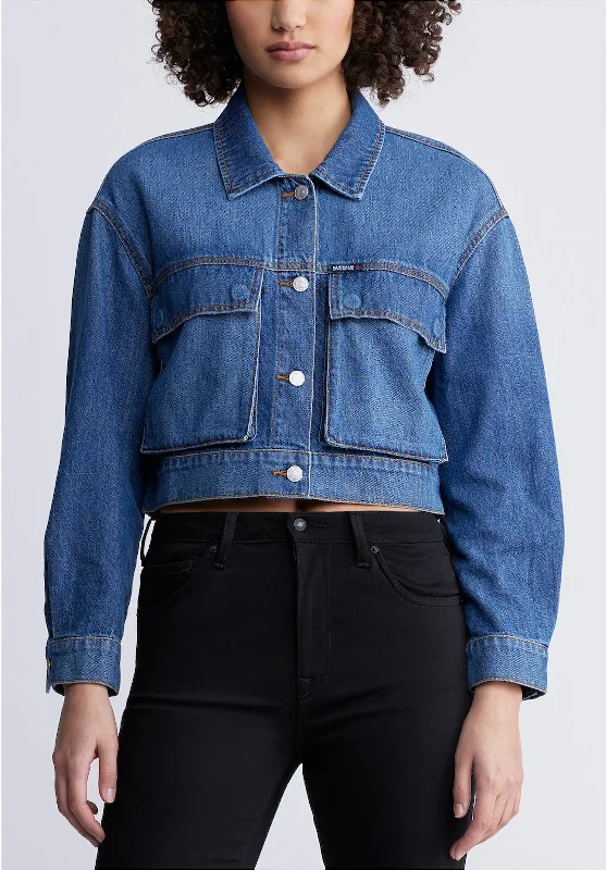 Teagan Women's Boxy Denim Jacket in Authentic Blue - BL15957 Adventure