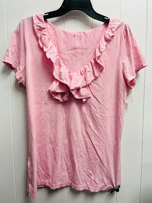Top Short Sleeve Designer By Lilly Pulitzer In Pink, Size: Xl Streetwear Style