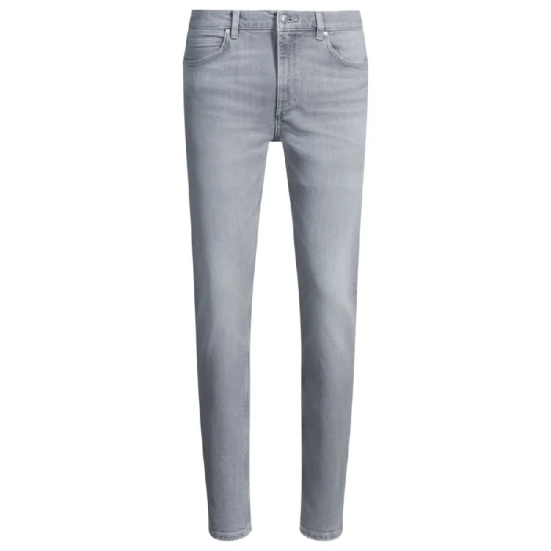 Extra-slim-fit jeans in silver-gray stretch denim Dynamic Men's Glow