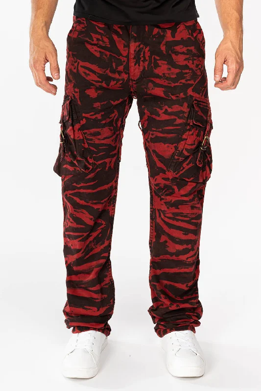 MENS MILITARY STYLE CARGO PANTS IN TORNADO RED Traditional Men's Wool