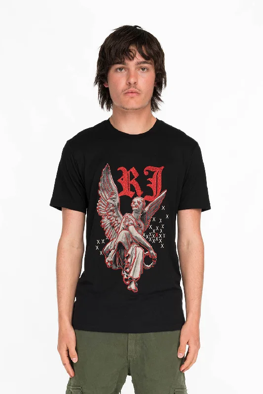 NEON ANGEL MENS T-SHIRT IN BLACK Hip Men's Retro