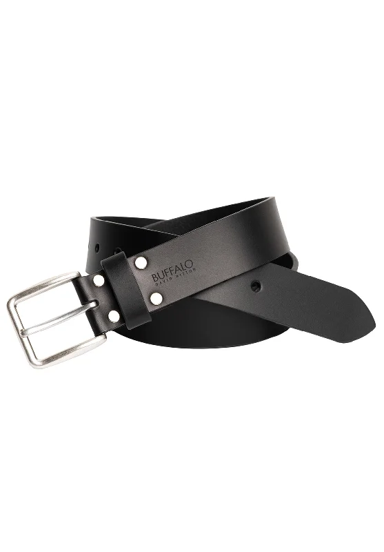 Smooth Full Grain Black Buffalo Leather Belt - BB1001C04 Vacation