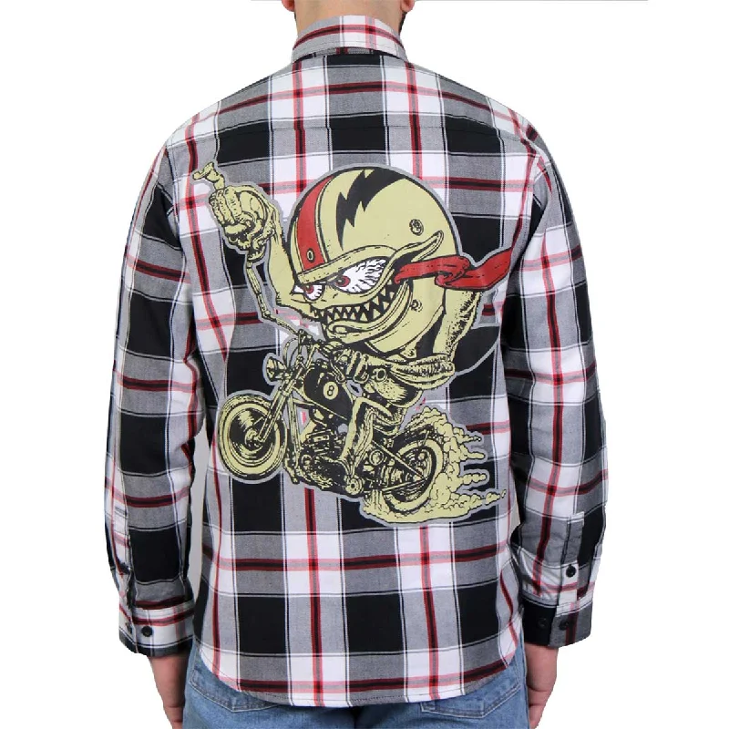 Hot Leathers FLM2104 Men's Bobber Monster Flannel Long Sleeve Shirt Youthful Men's Pop