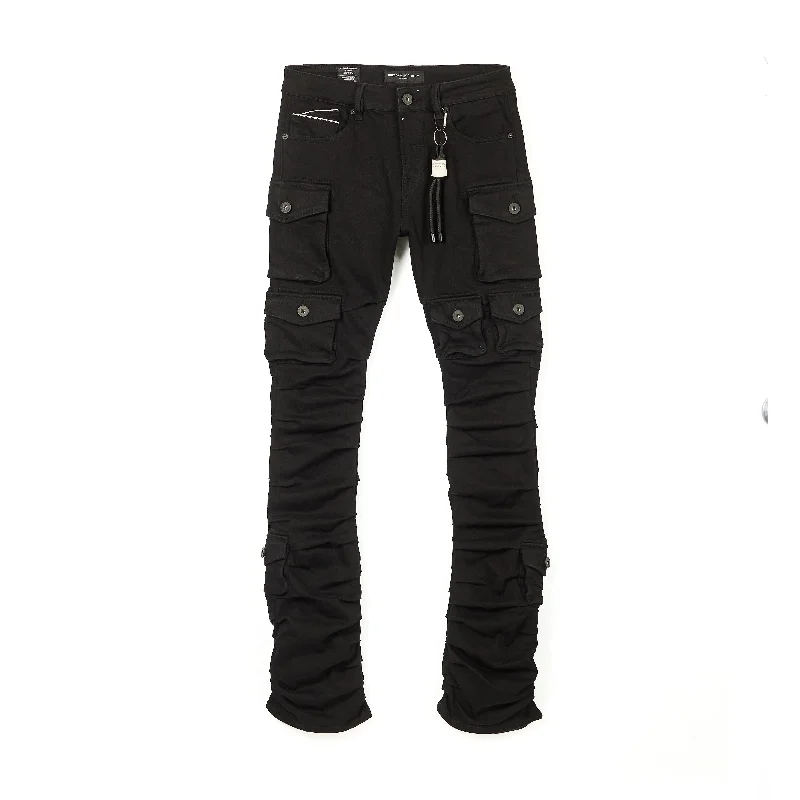 Cult's Hipster Nomad Cargo Jeans in Double Black Youthful Men's Anime