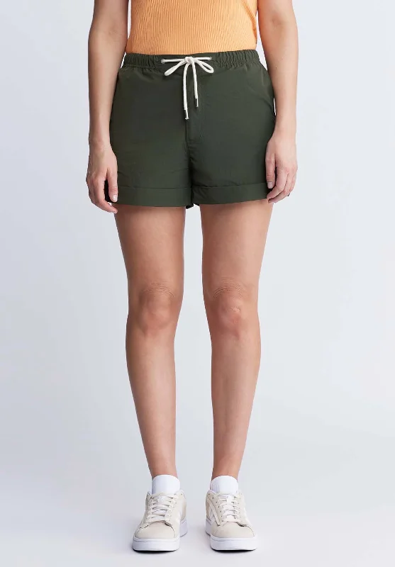 Casiane Women’s drawstring Shorts in Olive Green - WB0004P Earthy Men's Sustainable 