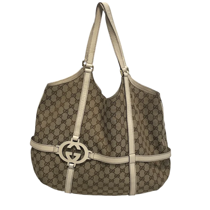 GUCCI/Tote Bag/Monogram/BEG/Gucci Canvas Shoulder Bag Preppy Men's College